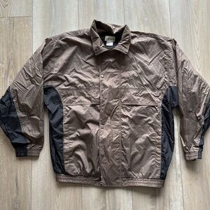 Vintage Golfsmith Golf Nylon Vented‎ Windbreaker Jacket Brown/Black Men's Lg EUC